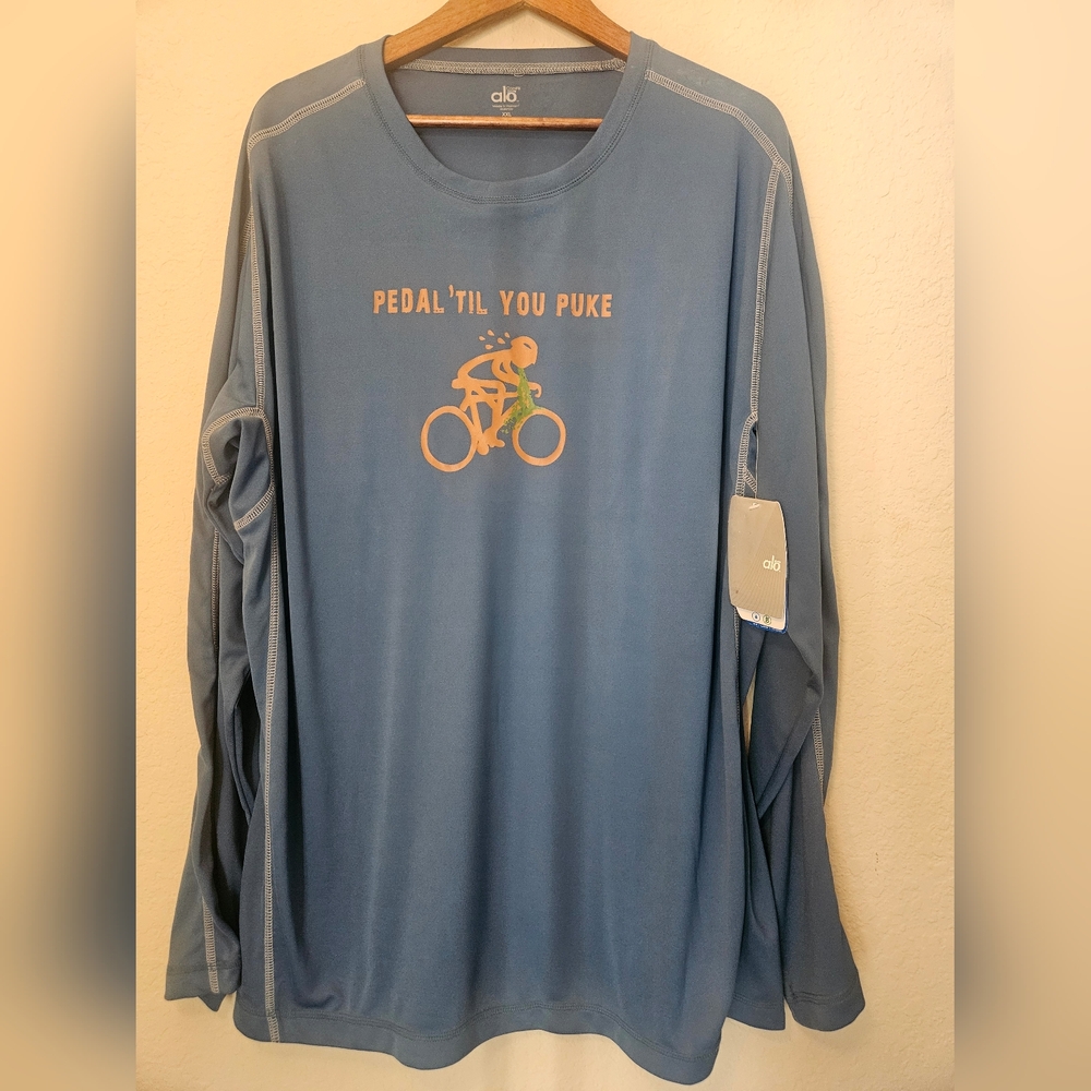 NWT Alo Cool Fit‎ Performance Shirt Mens XXL Blue Bronze Graphic Anti Microbial